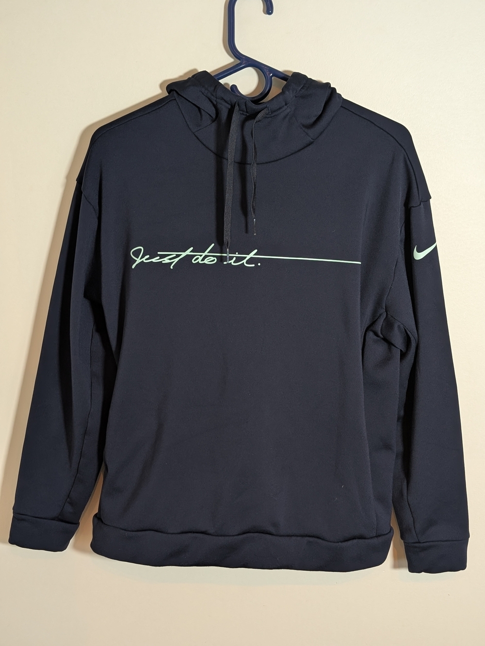 Nike Women's Just Do It Graphic Pullover Hoodie Fleece Blue Size S